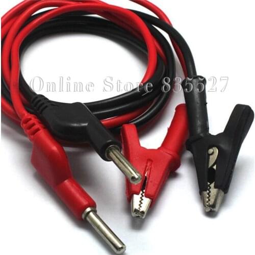 2PCS/LOT Test wire banana plug turn alligator clip double wire clamp high voltage test line silicone wire pure copper 1M