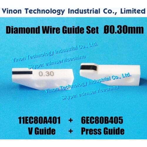 2pcs) Ø0.30mm Set of Diamond Wire Guides Upper & Lower 11EC80A401+6EC80B405 for Precision Taper Cutting. Makino Wire guide dies