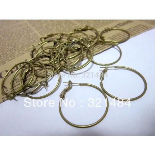 200pcs 30mm circle Antique Bronze French Hoop Earwire Earring Hook Wires Jewelry Findings Accessories For Bead Making