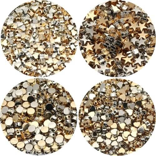 200pcs CCB Plastic Seed Beads Golden Star Heart Round Loose Spacer For DIY Bracelet Accessories Findings Jewelry Making Supplies