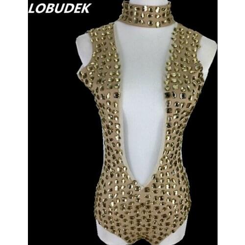 3 Color Perspective Mesh Full Rhinestones Bodysuit Sexy Female Dancer Nightclub Jazz Performance Catsuit DJ Singer Stage Costume