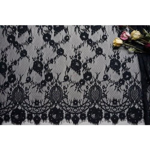 3 Meters White/Black Embroidery French Chantilly Eyelash Lace Fabric With Floral Print DIY Sewing Craft Accessories Skirt