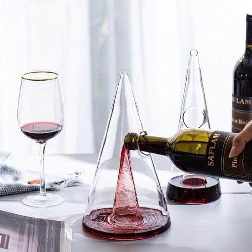 350ml/750ml Glass Wine Decanter Fast Waterfall Pyramid Whiskey Seperator Hand Made Divider Wine Accessories Bar Tools