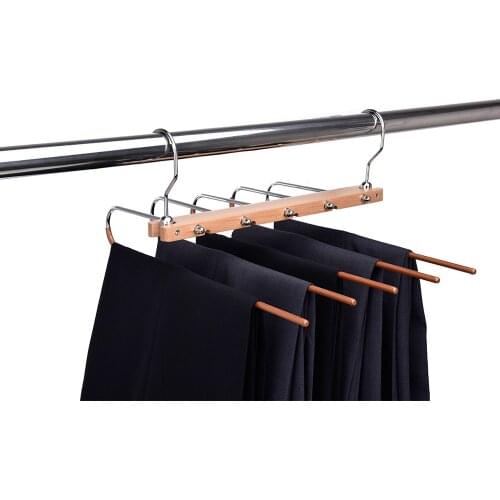 5 in 1 Multi-Purpose magic wooden pants hanger for Closet Storage Organizer