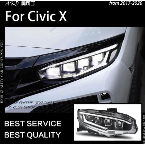 AKD Car Styling for Civic X Headlights 2017-2020 New Civic LED Headlight Sedan Hatchback LED Projector DRL Head Lamp Accessories
