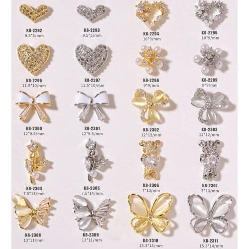 Nail Art Diamond Accessories 5pcs Butterfly Three-Dimensional Love Bear Jewelry Bow Luxury Zircon Nail Decoration Diamond