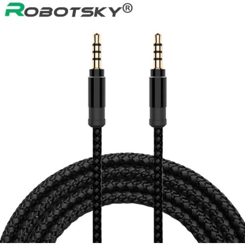 Robotsky Jack 3.5mm Audio Cable Nylon Braid 3.5mm Car AUX Cable 1.5M Headphone Extension Code for Phone MP3 Car Headset Speaker