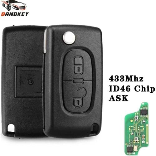 Dandkey 2 Button VA2 Car Key For Citroen C2 C3 C4 PICASSO Remote Alarm Flip Auto Key Fob 433MHz ID46 PCF7961 Chip ASK Ce0536