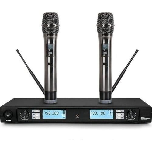 Free shipping! Professional UHF Wireless Microphone Karaoke System with Dual Handheld Transmitter Microfone Mike Mic