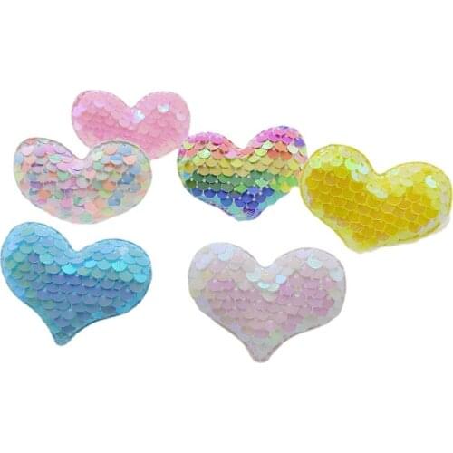 Beads Sequin Love Color Hearts Padded Patches DIY Craft Supplies Headwear/Clothing/Shoes Accessories Sequined Appliqued 30Pcs