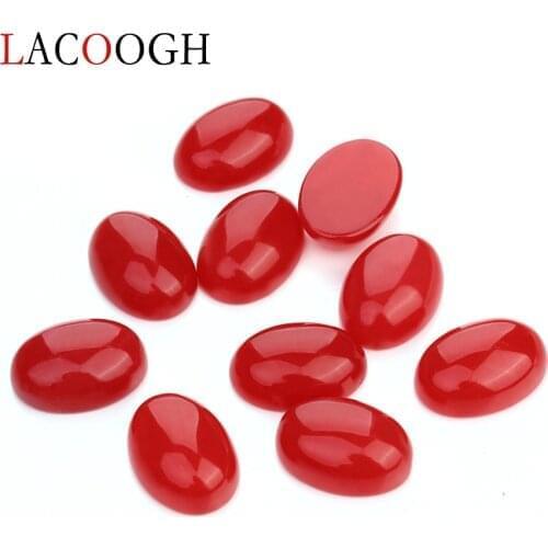 10pcs Natural Bulk Red Stone Beads 10x14 13x18 18x25mm Flat Back Oval Onyx Cabochons Stone Bead for DIY Jewelry Making Wholesale
