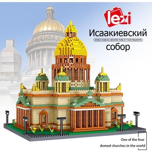 Issa Kiev Cathedral Museum Church LEZI World Famous Mini Micro Building Blocks Street View 3D Architecture Model Bricks Gift