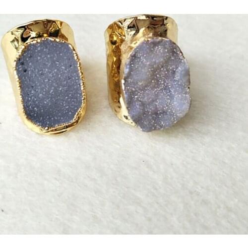 5pcs Gold color Natural Druzy geode druse druse rings, Quartz Stone Rings,Jewelry Finger crystal Ring R39