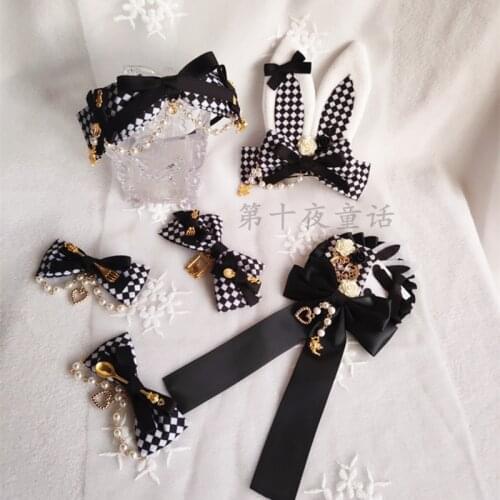 Lolita Hei Bai Ge Lolita JSK Dress Op Skirt Rabbit JK Hair Hairclip Headband Ridiculous