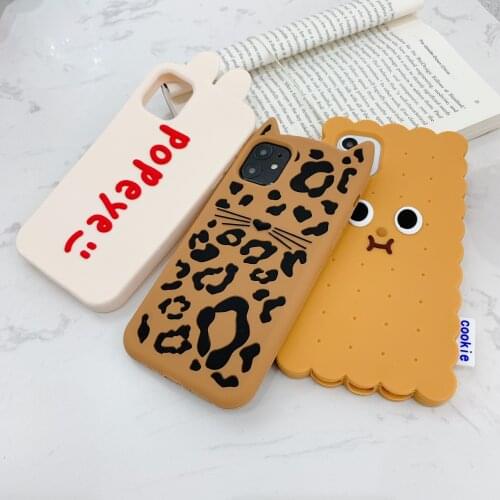 Cartoon 3D Cat Ears Leopard Print Case For iPhone 11 Pro Max 12 Mini XS X XR 7 8 Plus SE Cute Silicone Soft TPU Capa Back Cover