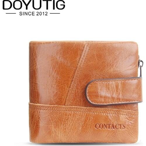 DOYUTIG Classical Mens Genuine Leather Transverse Wallet High Quality Casual Short Coin Purses & Card Holder Male Wallets B048