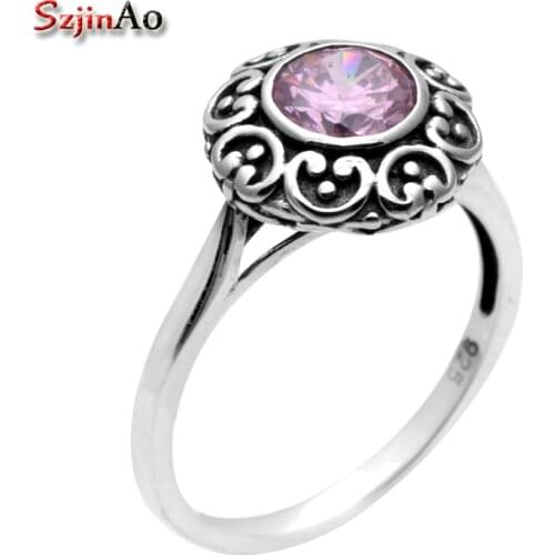 Szjinao Fashion Rings for Participants In 2020 Set/Victoria Pink Cubic Zirconia Ring Engagement and Wedding Ring Set For Women