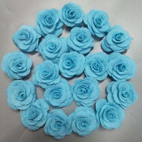 New 200Pieces/Bag sky Rose Handmade 3.5cm Fabric Rose Cotton Cloth Flowers Hand DIY Wedding Bouquet Flower Hair Accessories
