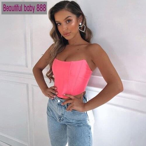 Meqeiss 2020 New Backless Bustier Top Solid Sleeveless Off Shoulder Velvet Fashion Sexy Corset Crop Tops Vest Female Underwear