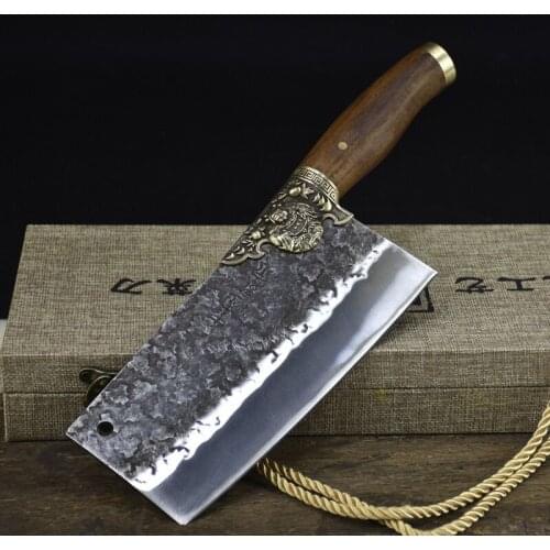 Slicing knife Longquan hand forged kitchen knife family sharp chef professional knife mahogany handle 4Cr13MOV steel
