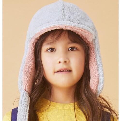 OhSunny Children Autumn Winter Bomber Hats Double Sided Wear Warm With Earflaps Ear Protector Caps Visor Hat For Girls