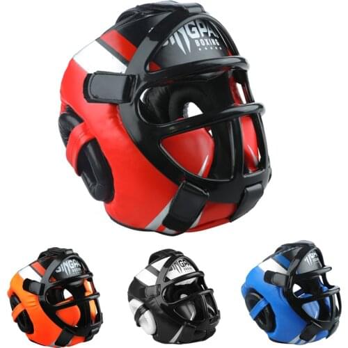 Full-Covered High-grade PU Leather Boxing Helmet Adult Kids Professional Competition Helmet MMA Muay Thai Taekwondo Head Guard