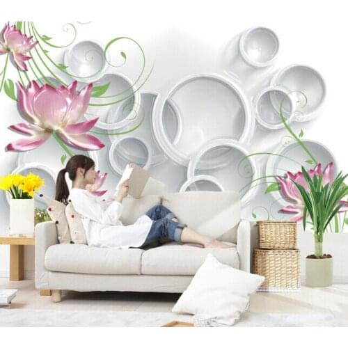 Custom 3D Wallpaper, ice crystal relief lotus murals for the living room bedroom TV background wall vinyl papel de parede