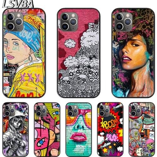 Popular Art Graffiti For Apple iPhone 12 11 XS Pro Max Mini XR X 8 7 6 6S Plus 5 SE 2020 Black Silicone Cover Phone Cross