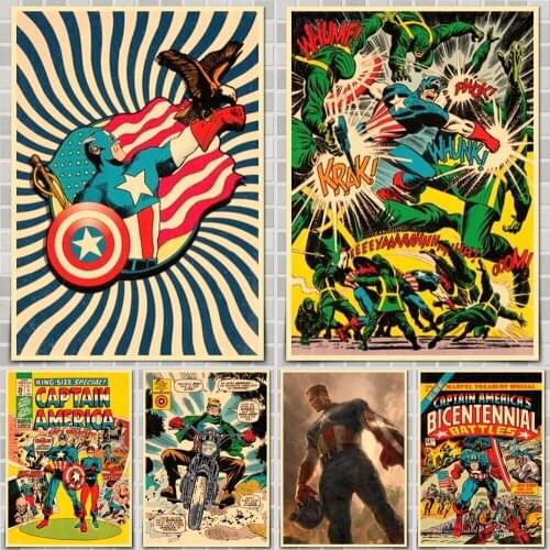 Marvel Captain America Movie Poster Wall Stickers For Home Room Bar Decor Art
