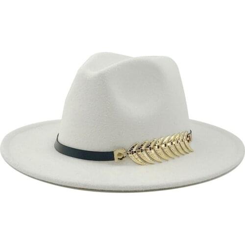 Simple Men Women Wide Brim Warm Wool Felt Jazz Fedora Hats Retro Style Solid Color Panama Hat Trilby Party Formal Hat 56-58CM