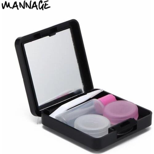 1set Contact Lens Container Square Contact Lens Case with Mirror Women Cosmetic Colored Contact Lenses Box