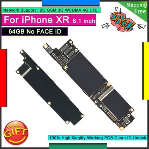 Unlocked Motherboard For IPhone XR 64GB Original Working Logic Board without NO Face ID Good Mainboard Free iCloud Full Function