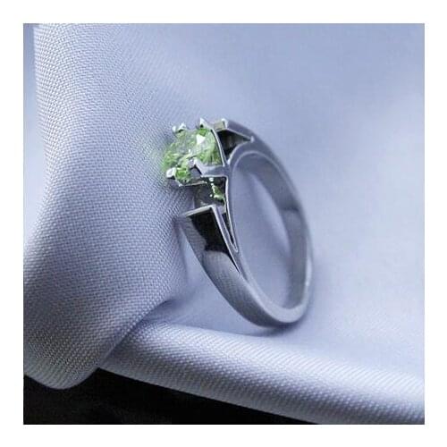 ROnce Upon a Time R The Snow Whites Minimalist Plated Green Crystals Engagement Ring for Women