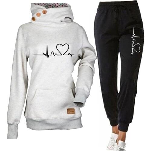 Autumn Spring Women Tracksuits Hoodies Fleece Hooded Sweatshirt Pants Suit Two Piece Set Outfits Jogger Ladies Casual Streetwear