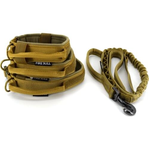 Pet Tactical Dog Collar Nylon Elastic Military Improved Dog Safety & Comfort Leash with Metal Buckle for Daily and Training