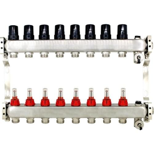 Underfloor heating ufh manifold collector with flow meter topmeter for under flooring heat radiator
