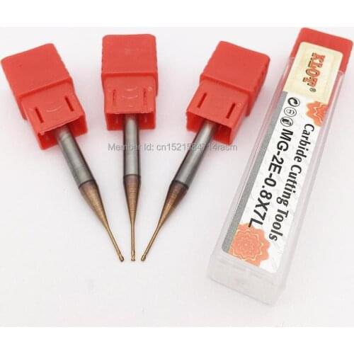 KLOT HRC60 Extended Reach TiCN Coated Solid Carbide End Mill 0.3 0.4 0.5 0.6 0.7 0.8 mm 2-Flute Milling Cutter