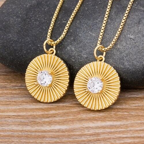 Bohemian Copper Cubic Zirconia Crystal Necklace For Women Girls Geometric Gold Color Choker Pendant Necklace Engagement Jewelry