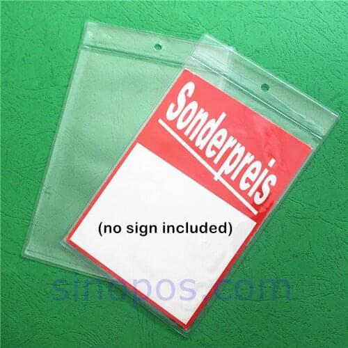 Vinyl Pouch 10-20cm Tag Holder, A5 A6 sign ticket PVC sleeves plastic bag envelope sheet protector card pocket menu frame hanger