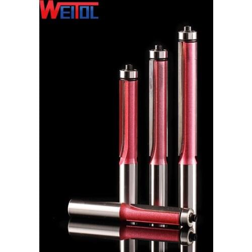 Weitol 1pcs 1/2 inch Lengthen flush trim router bit with bearing straight shank two flutes router bit for wood