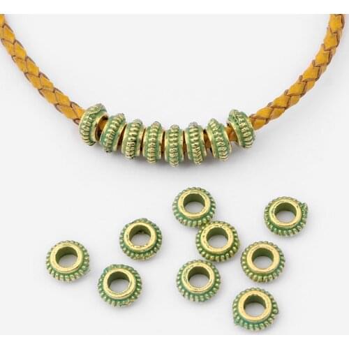 100pcs Alloy Verdigris Patina Round Green Beads Charm Spacer Beads For Jewelry Findings Necklace Marking 7mm