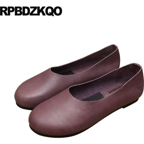 Retro yellow flats china purple ladies slip on vintage mori girl chinese round toe designer shoes women luxury 2018 size 35