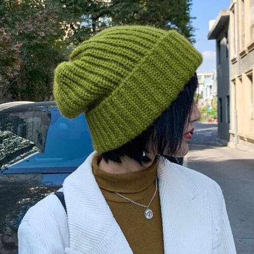 Winter Hat For Women Rabbit Cashmere Loose Knitted Beanies Thick Warm Vogue Ladies Wool Angora Hat Female Beanie Hats