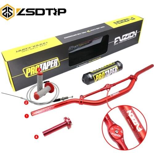 ZSDTRP Motorcycle Pro Taper Fat Bar 1-1/8" Pack Dirt Bike Throttle CableHandle Grips CNC Aluminum Racing Handlebar 800mm