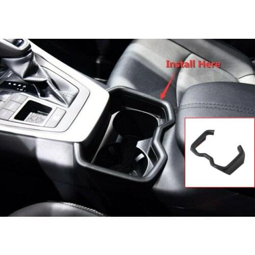 1PCS ABS Carbon Interior Front Water Cup Holder Decorative Strip Cover Trim For Toyota RAV4 2019