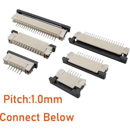 10Pcs FPC FPC Connector 1.0mm Pitch Flat Cable Connect Below Socket Connector 4P 6P 8P 10P 12P 14P 16P 18P 20P 24P 26P 30P 32Pin