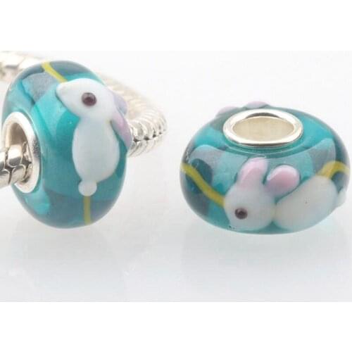 10pcs/Lot Fashion Animal Handwork Lampwork Glass Big hole Silver Core Beads Fit European Charms Bracelet DIY Jewelry Gift GSB331