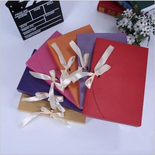 10pcs Clothing Gift Box With Ribbon Towel Panty Storage Gift Box Colored Kraft Paper Envelope Shirt Packing Box