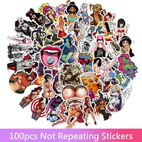 100pcs cartoon Porn Sexy girls stickers Used to Decorate The Luggage Skateboard Laptop Computer Bicycle Graffiti stickers toys