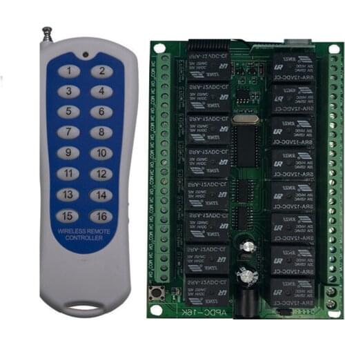 16CH DC 12V rf home automation remote control switch 433MHZ transmitter and recevier wireless switch Radio smart home control